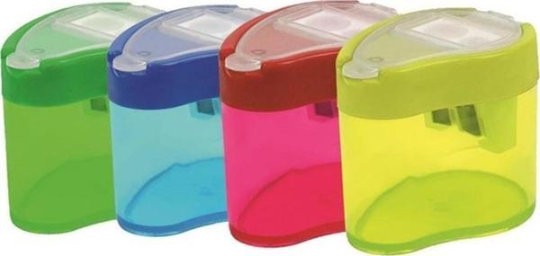 Bu-Bu Kalemtıraş Şeffaf Damla Çift Delikli Hazneli 4 Renk KT0004 (12 Li Paket) - Image 1