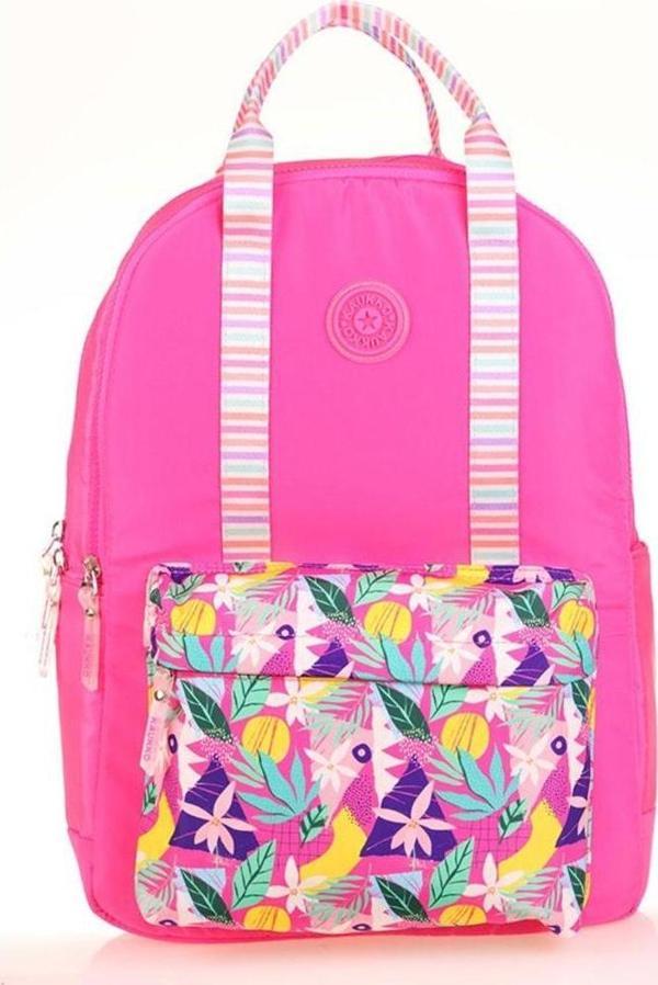 Kaukko Okul Sırt Çantası Double Stripe Pink K1762 - Image 1