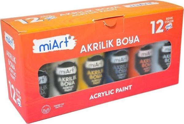 Miart Akrilik Boya 12 Renk Set 59 Ml MA5912 - Image 1