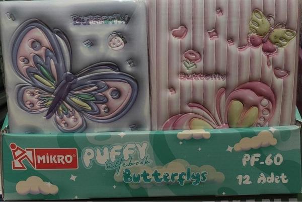 Mikro Not Defteri Puffy Butterflys 96 Yaprak Pf-60 (Karışık Renk 1 Adet) - Image 1