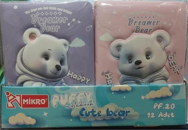 Mikro Not Defteri Puffy Cute Bear Girl 96 Yaprak Pf-20 (Karışık Renk 1 Adet) - Image 1