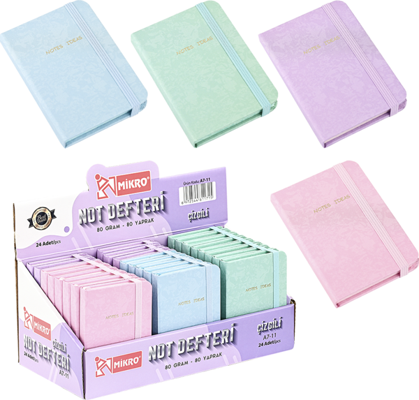 Mikro Not Defteri Standlı Çizgili A7-11 (24 Lü Paket) - Image 1