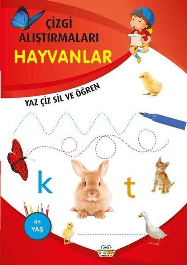 Hayvanlar - Çizgi Alıştırmaları 4+ - 0-6 Yaş Yayınları - Image 1