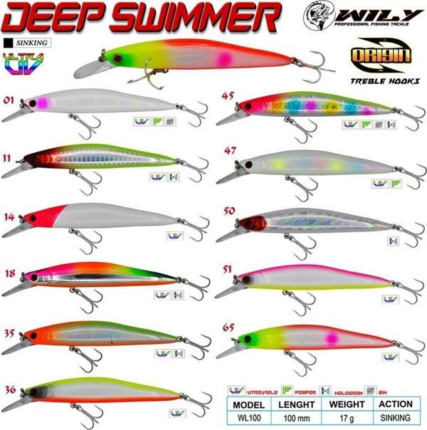 Wily Deep Swimmer 10 cm 17 gr Maket Balık Sinking 65 - Image 1