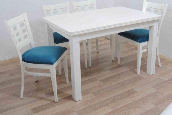Masa -sandalye 17752 Tk Klasik Model 9GÖZ Kayın Torna Parlak beyaz Sandalye Sabit - Image 1