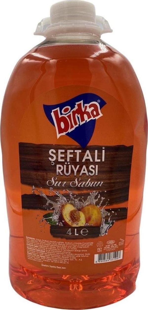 Birka Sıvı El Sabunu, 4 Adet x 4000 ml., Şeftali Kokulu - Image 1