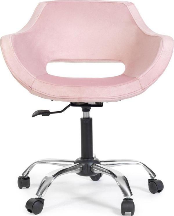 Krom Metal Ayaklı Ofis Çocuk Odası Çalışma Sandalyesi (AYARLANABİLİR) Pembe - Image 1