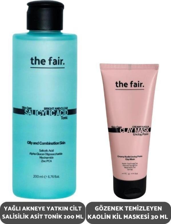 The Fair Yağlı Akneye Yatkın Cilt Salisilik Asit Tonik 200 ml ve Gözenek Temizleyen Kaolin Kil Maskesi 30 ml - Image 1