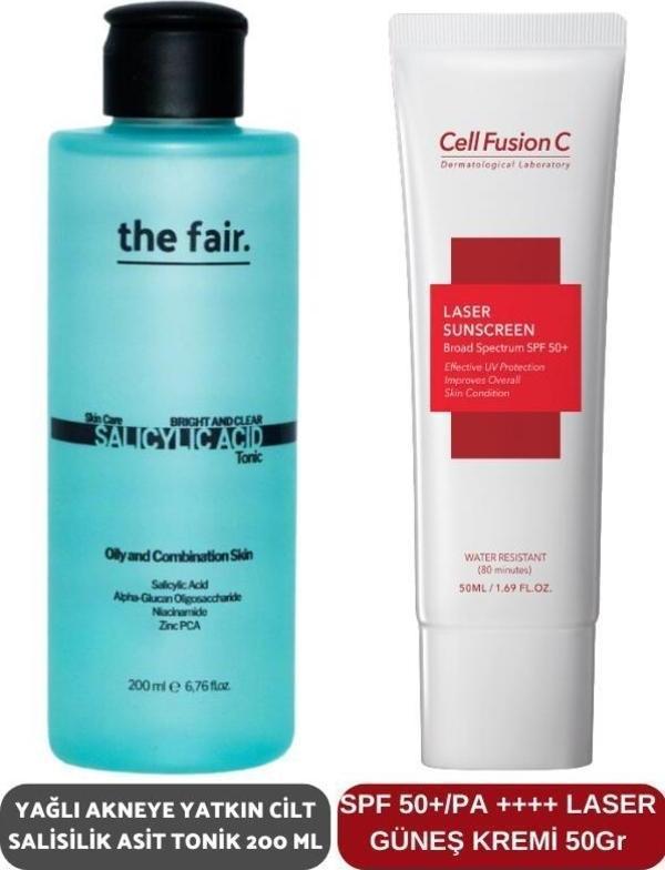 The Fair Yağlı Akneye Yatkın Cilt Salisilik Asit Tonik 200 ml ve SPF 50+/PA Laser Güneş Kremi 50 ml - Image 1