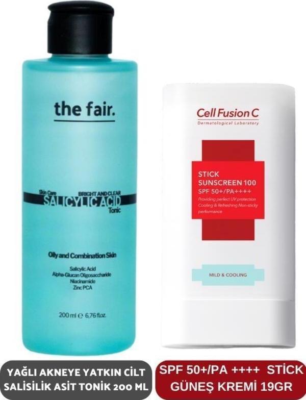 The Fair Yağlı Akneye Yatkın Cilt Salisilik Asit Tonik 200 ml ve SPF 50+/PA Stick Güneş Kremi 19 gr - Image 1