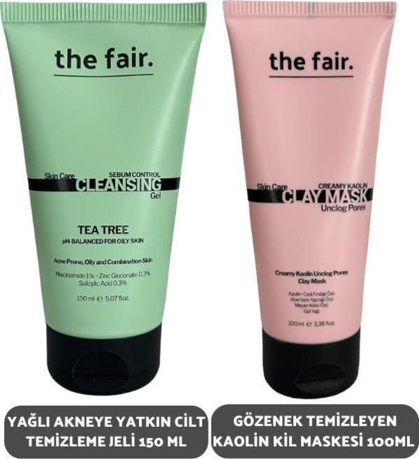 The Fair Yağlı Akneye Yatkın Cilt Temizleme Jeli 150 ml ve Gözenek Temizleyen Kaolin Kil Maske 100 ml - Image 1
