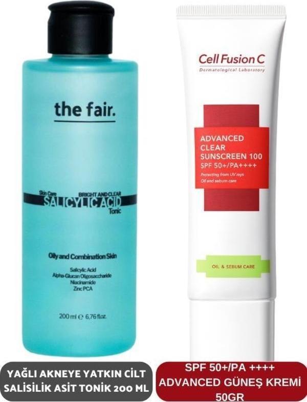 The Fair Yağlı Akneye Yatkın Cilt Salisilik Asit Tonik 200 ml ve SPF 50+/PA Advanced Güneş Kremi 50 gr - Image 1