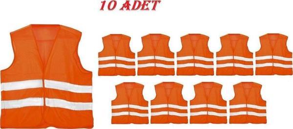 Standart  Beden İkaz  Yeleği Turuncu Renk 10 Adet - Image 1