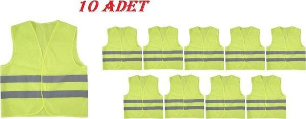 Standart Beden İkaz Yeleği Reflektörlü Sarı Renk 10 Adet - Image 1