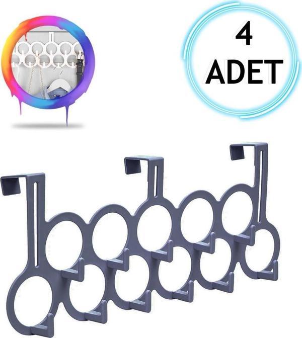 4 Adet Gri Gondol Kapı Arkası Askılık - Çok Amaçlı Kapı Arkası Askılığı - Image 1