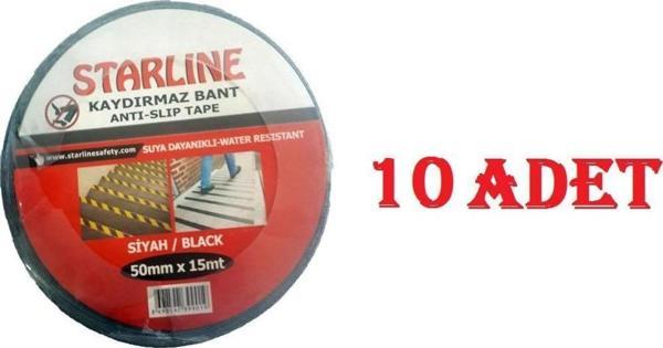 50 Mm * 15 M Yüksek Tutuşlu Kaydırmaz Bant Starline Siyah X 10 Adet - Image 1