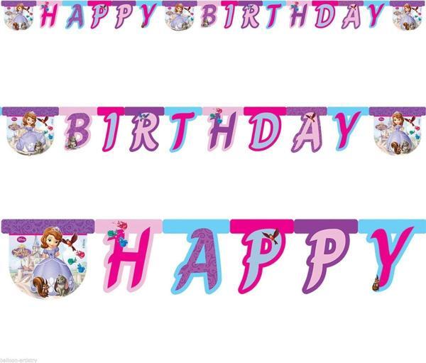 Sofia The First Happy Birthday Banner (Prenses Sofia Happy Birthday Parti Süsü) - Image 1