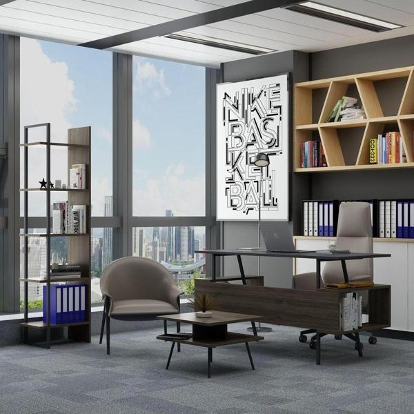 Lagomood İrony Poly Ofis Takımı Antrasit Ceviz - Image 1