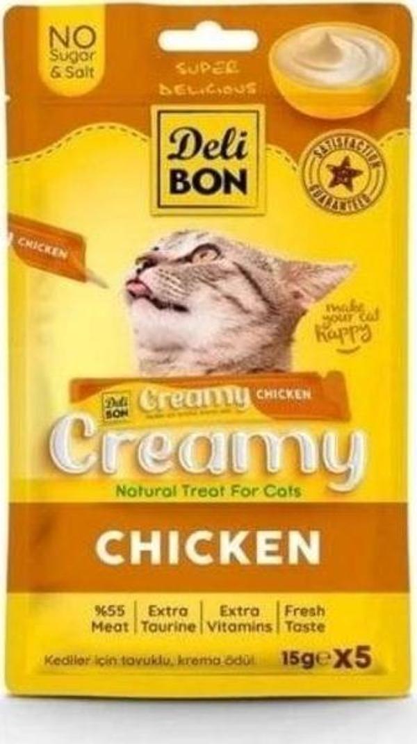Delibon Creamy Tavuklu Sıvı Kedi Ödül Maması 5x15 Gr - Image 1