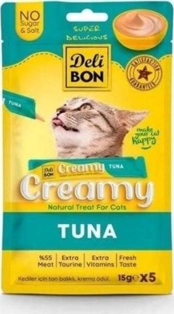 Delibon Creamy Ton Balıklı Sıvı Kedi Ödül Maması 5x15 Gr - Image 1
