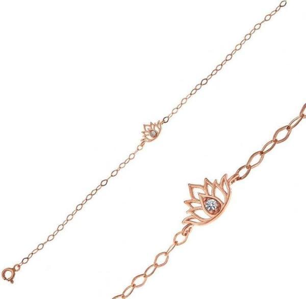Gümüş Rose Lotus Çiçeği Kadın Bileklik - Image 1