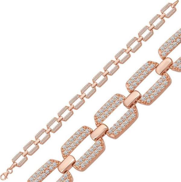 Gümüş Rose Zirkon Taşlı Kadın Bileklik - Image 1