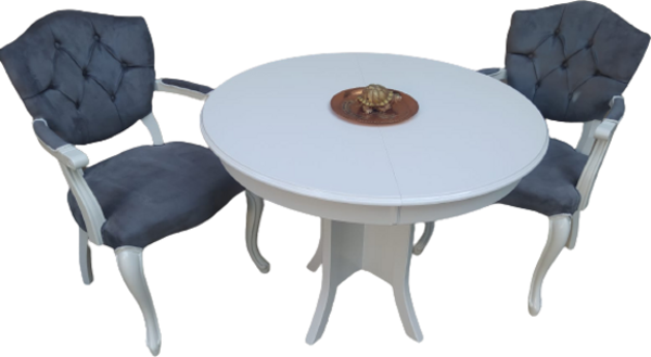 Masa Tk 18546 Model Kayın aslan ayk Kelebek sandaly 2ad Beyaz Açıl tabla El yapım - Image 1