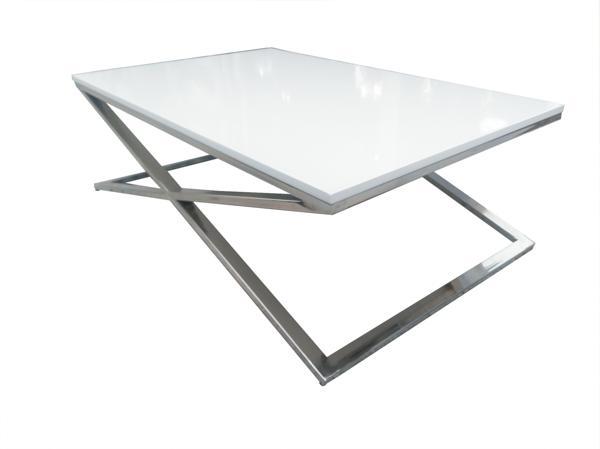  Orta Sehpa 18116  X ÇAPRAZ Model Metal Nikelaj Ayak Parlak Lake Tabla El Yapım  - Image 1