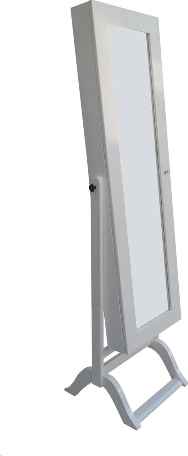 Ayna 18080 Takı Dolap Boy Ahşap Beyaz lake Nature MDF İçinde Aksesuar El Yapım - Image 1
