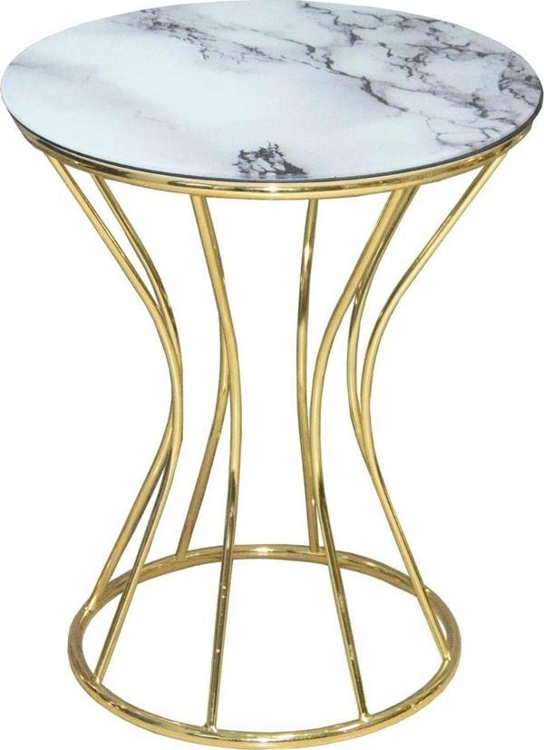 Brc 17886 KUM SAAT FİSKOS Beyaz Mermer Desen Metal Çelik Gold Renk Kaplama Elyapı - Image 1