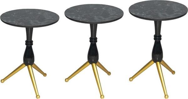 Brc OLİMPİK 17873 Model Siyah Mermer temper Cam Parlak siyah Metal ayak El Yapım - Image 1