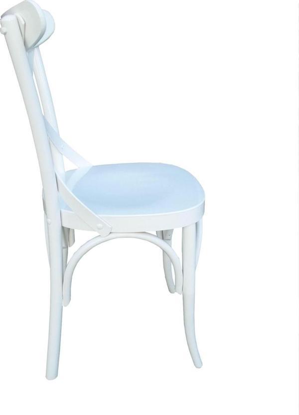 Sandalye 17978 Çapraz model Kayın RETRO Ayak Babyface kumaş Parlak Beyaz  El Yapı - Image 1