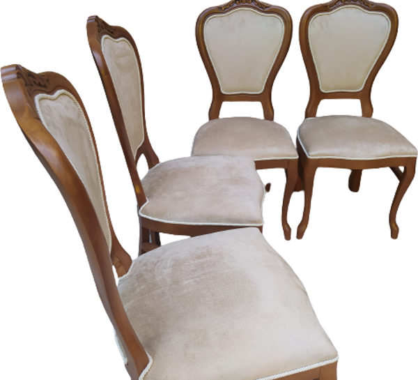 Sandalye 18485 Ceviz Klasik Model Kayın ASLAN Ayak Oyma Ceviz babayface kumaş - Image 1