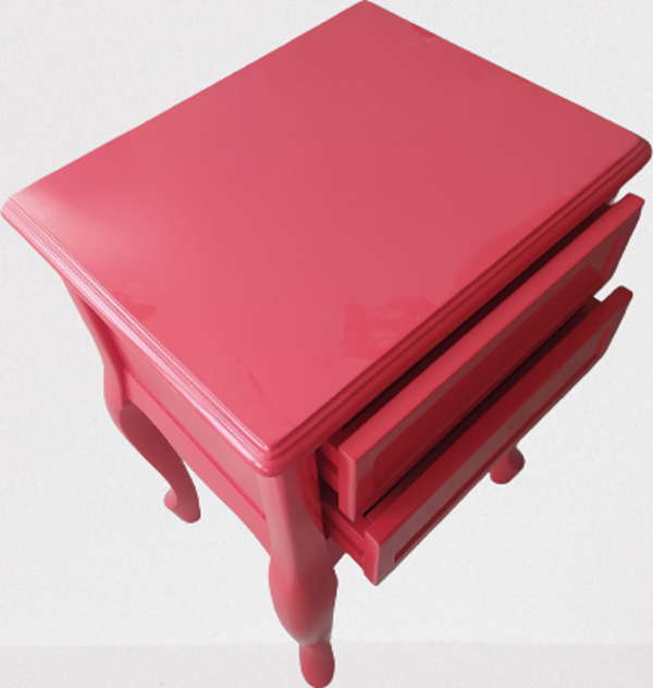 Komodin 18444 Klasik Model Kayın Aslan Ayak Pembe Renk Porselen kulp El Yapımı - Image 1