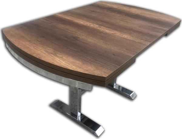 Masa 18005 KÜTÜK DESEN Model Baştan Açılır Metal Çelik nikelaj ayak Ahşp El Yapım - Image 1