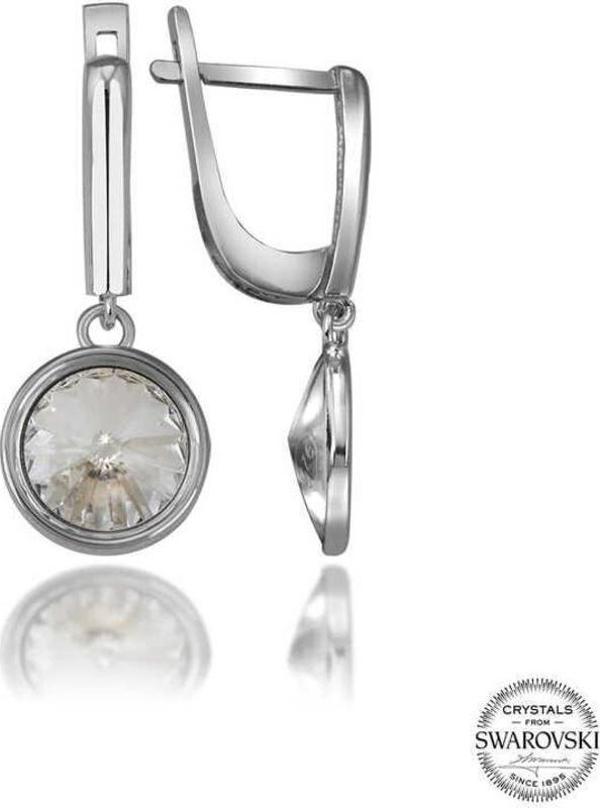 Swarovski Crystal Taşlı Gümüş Beyaz Sallantılı Kadın Küpe - Image 1