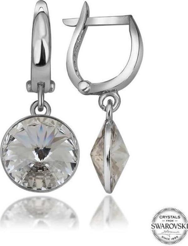 Swarovski Crystal Taşlı Gümüş Beyaz Sallantılı Kadın Küpe - Image 1