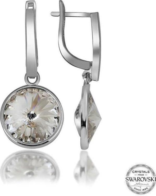 Swarovski Crystal Taşlı Gümüş Beyaz Sallantılı Kadın Küpe - Image 1