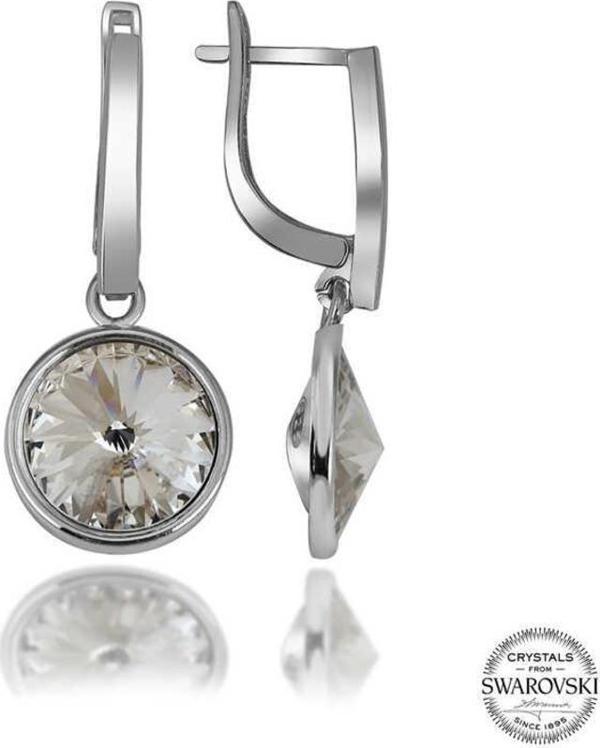 Swarovski Crystal Taşlı Gümüş Beyaz Sallantılı Kadın Küpe - Image 1