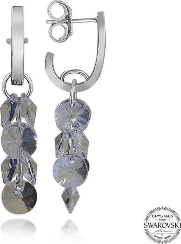 Swarovski Crystal Taşlı Gümüş Salkım Sallantılı Çivili Kadın Küpe - Image 1