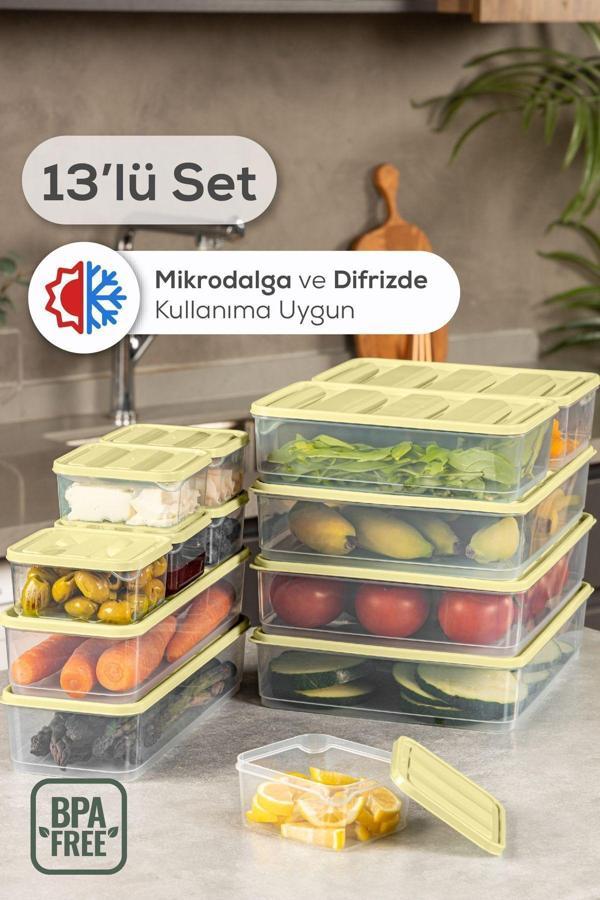 Vienev 13lü Buzdolabı Dondurucu Organizer Ve Saklama Kabı Sarı 6x(350ML) 2x(1,65LT) 3x(3,5LT) 2x(1,75LT) - Image 1