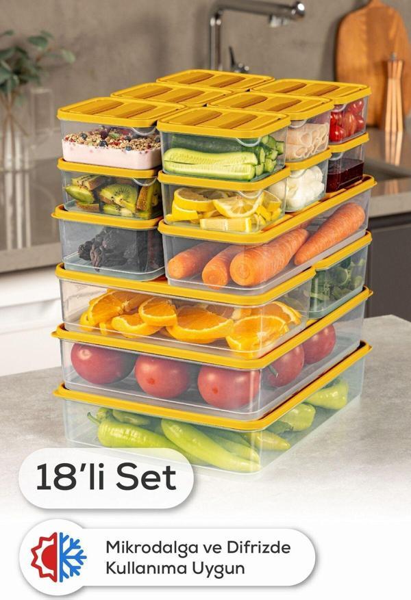 Vienev 18li Buzdolabı Organizer Ve Saklama Kabı Turuncu 12x(350ML) 2x(1,65LT) 2x(1,75LT) 2x(3,5LT) - Image 1