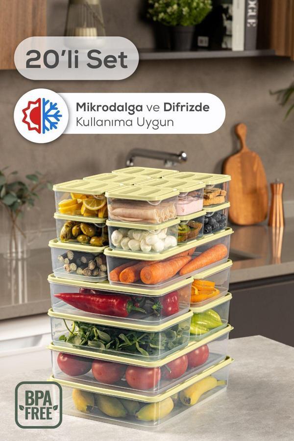Vienev 20li Buzdolabı Dondurucu Organizer Ve Saklama Kabı Sarı 12x(350ML) 4x(1,75LT) 2x(1,65LT) 2x(3,5LT) - Image 1