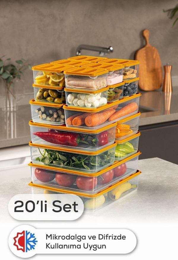 Vienev 20li Buzdolabı Organizer Ve Saklama Kabı Turuncu 12x(350ML) 4x(1,75LT) 2x(1,65LT) 2x(3,5LT) - Image 1