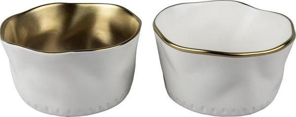 Mikasa Moor Gold ve Beyaz 2'li Porselen  Kase 14x8cm - Image 1