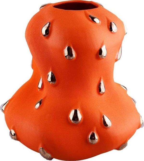 Lucky Art Gold Damlalı Orange Vazo 33cm - Image 1
