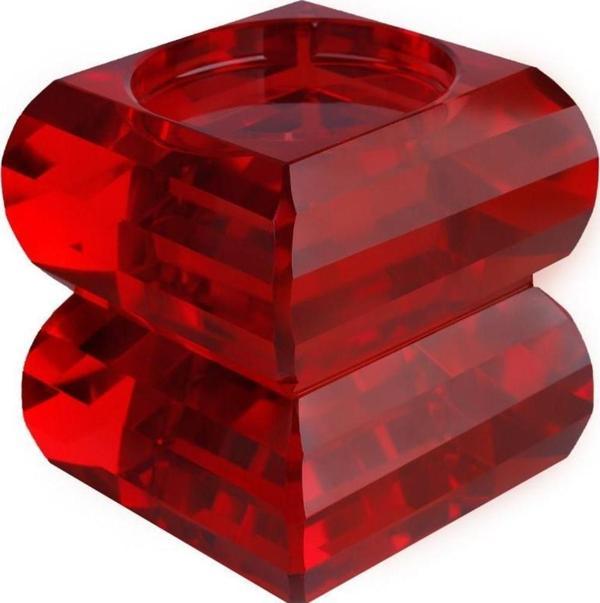Lucky Art Kristal 2 Boğumlu Kırmızı Mumluk 12cm - Image 1
