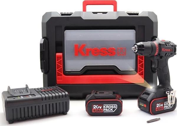 Kress KUA71 20Volt/4.0Ah Li-ion Çift Akülü Kömürsüz Profesyonel Şarjlı Matkap - Image 1