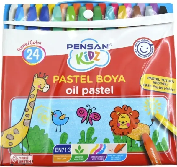 Pensan Kidz 24 Renk Çantalı Pastel Boya - Image 1