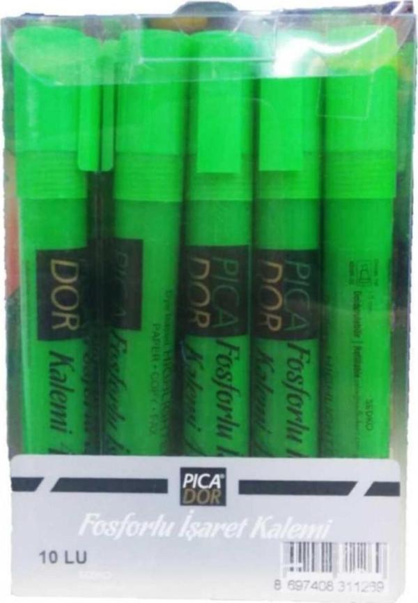 Picador Fosforlu Kalem Seti 10'lu Kutu - Yeşil - Image 1